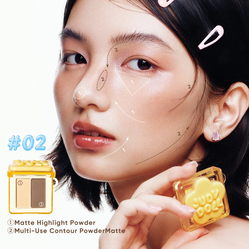 Judydoll Mini 2 IN 1 Highlighter Contour Palette 02