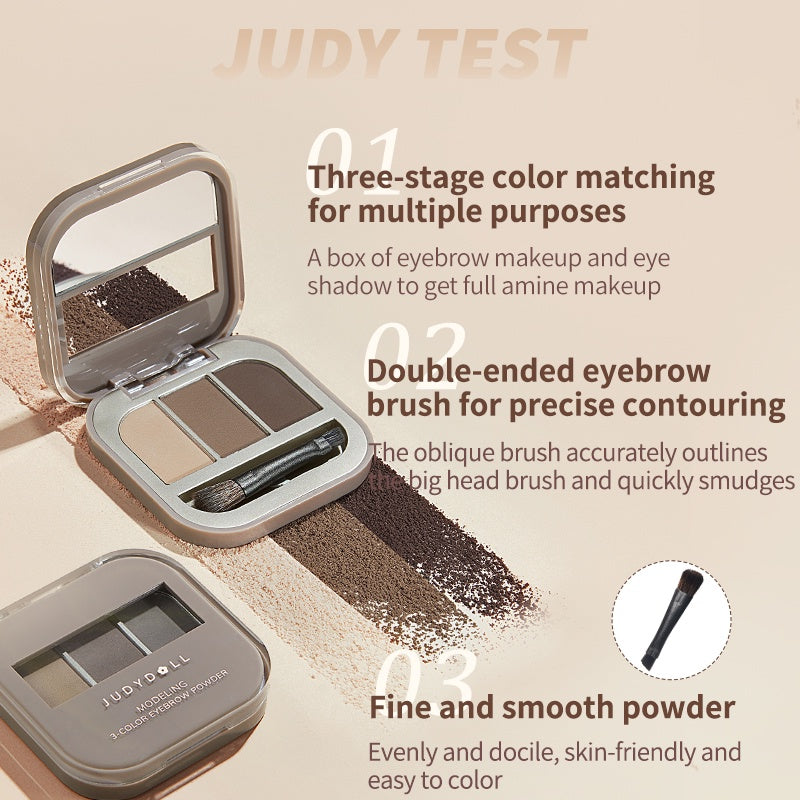 Judydoll-3 Shade Eyebrow Powder Waterproof 