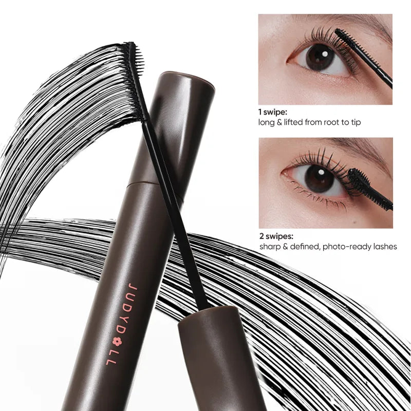 JUDYDOLL Pin Point Mascara features a dual-sided brush that lifts, lengthens, and defines every lash. With 125 staggered bristles and a precision detail comb, it delivers clump-free, photo-ready lashes from root to tip. Long-lasting, smudge-resistant, and perfect for both everyday wear and bold looks.