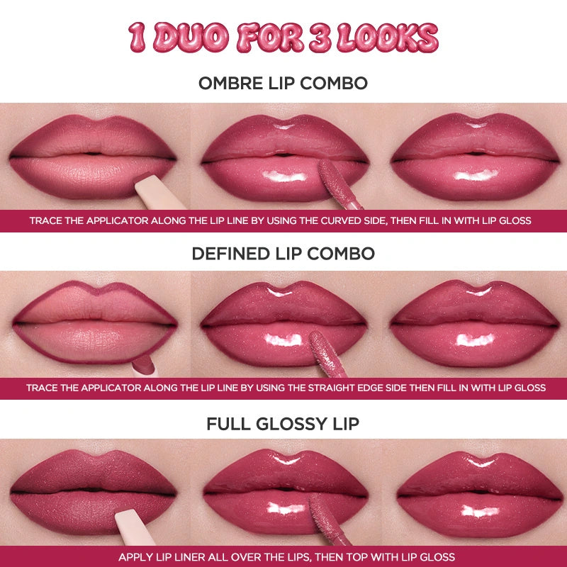 Judydoll Lip Gloss & Liner Duo Application Methods