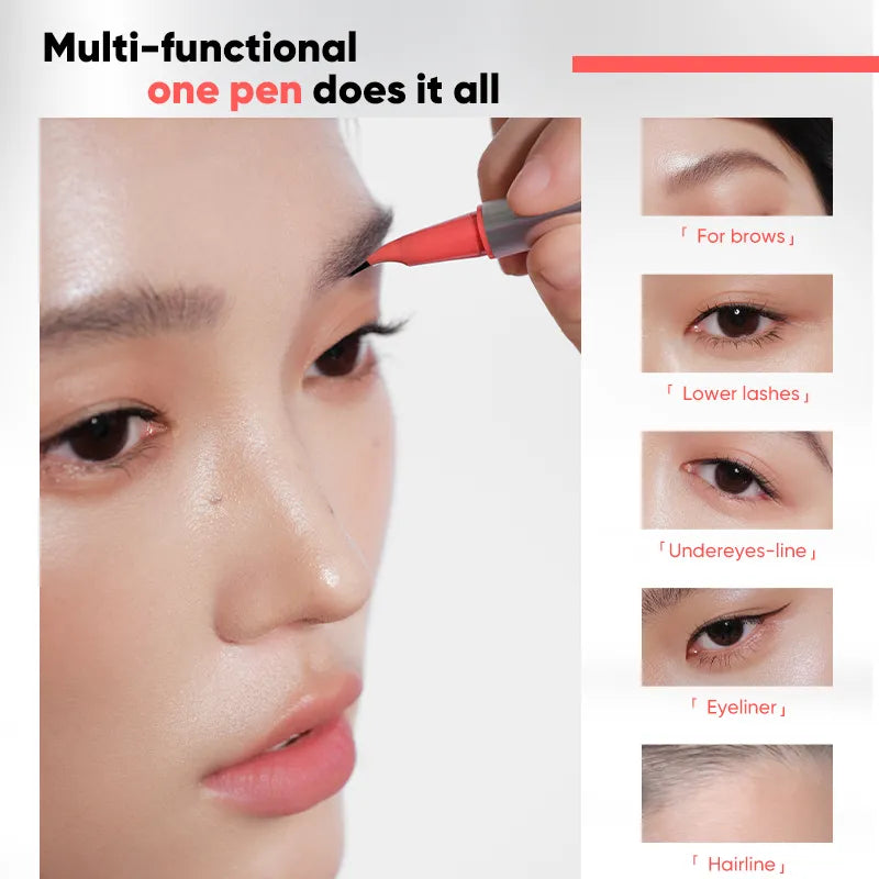 Stylo à sourcils liquide à double embout et triple pointe 